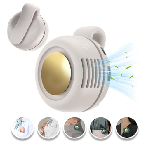 Ahuccf Portable Clip-On Fan, Mini USB Rechargeable 360° Rotatable Fan, Personal Fan 3-Speed Silent Mini Bladeless Fans (White)