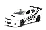 Jada 1/64 Metal JDM TUNERS 2002 Mitsubishi Lancer Evolution 7 White Diecast Toy Car In Blister Pack