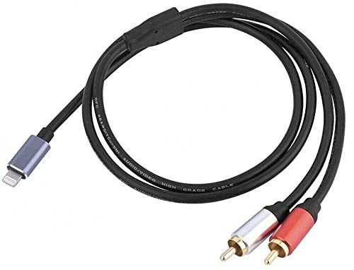 innov8 Dual 2 RCA to Lightings 8Pin IOS Adapter Stereo Audio Aux Cable Compatible with Phone 12 11 X XR XS 8 7 6 5 Pad Pod Hi-Fi Amplifier Speaker DJ Controller Turntable Car Stereo Soundbar - 3M