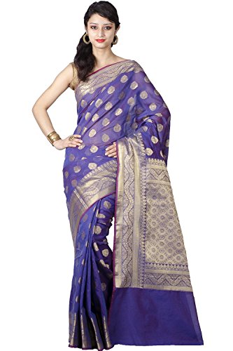 Chandrakala Women's Cotton Banarasi Saree Free Size Purple