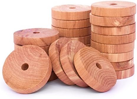 JJecommUS Cedar Rings Hangers for Moth Protection in Closet & Clothes Storage | 100% Natural Aromatic Cedar Wood Moth Repellent | Storage Accessories Closets & Drawers Freshener, 24 Pack