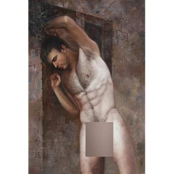 Art Prints Nude Male Painting Young Men Thinker Canvas Transfer from Oil Painting with Hand-Painted Detail Guy Men Art Signed HD Giclee Print for Wall Art Decor (16