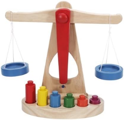 Genius Baby Funny Wooden Balance Scale Children Educational Toy with 6 Multicolor Weights