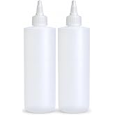 BRIGHTFROM Condiment Squeeze Bottles, 12 OZ Empty Squirt Bottles, Clear Twist Top Cap, Leak Proof - Great for Ketchup, Mustard, Syrup, Sauces, Dressing, Oil, Arts &amp; Crafts, BPA FREE Plastic - 2 PACK