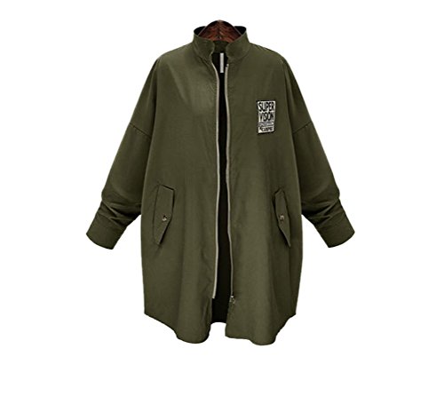 Womens Casual Stand Collar Long Sleeve Loose Lightweight Outwear Coat Jacket Green 2XL Womens Casual Stand Collar Long Sleeve Loose Lightweight Outwear Coat Jacket Green 2XL
