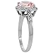 14K White Gold Natural Morganite Ring Cushion-cut 8x8mm Diamond Accent, size 7