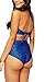 Oops Style Womens Tropical Tribal Starbasket Knot Front Padded One Piece Swimsuit, Blue, Large