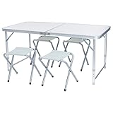 Lcyus Portable Camping Folding Table, Lightweight 4-Person Folding Aluminum Picnic Party Dining Desk Perfect for The Beach, Camping, Picnics, Cookouts and More