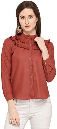 SYASII Women's Designer Cotton Office Wear Full Sleeve Solid Casual Shirt