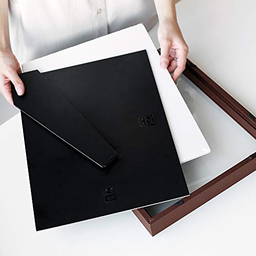 image for Kenley Shadow Box Display Case - Set of 2 Walnut Brown Deep Wood Shado