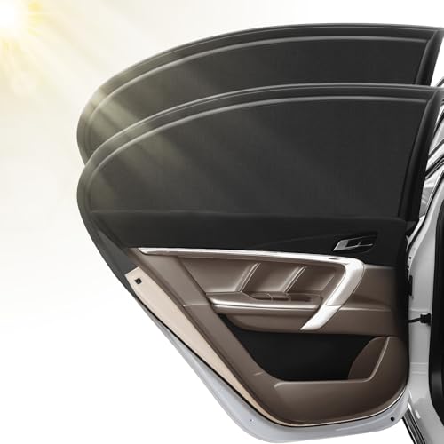 2 Pack Car Window Shades for Baby, Stretchable & Breathable Car Rear Side Window Sun shades, Sun Visor For car C-a-r Sun Shade Effectively Blocks UV Rays & Mosquito for Kids/Adults/Pets, Fits 98% Cars