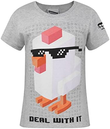 Crossy Road Childrens/Girls Official Deal With It Short Sleeved T-Shirt (Years (7/8)) (Light Grey)
