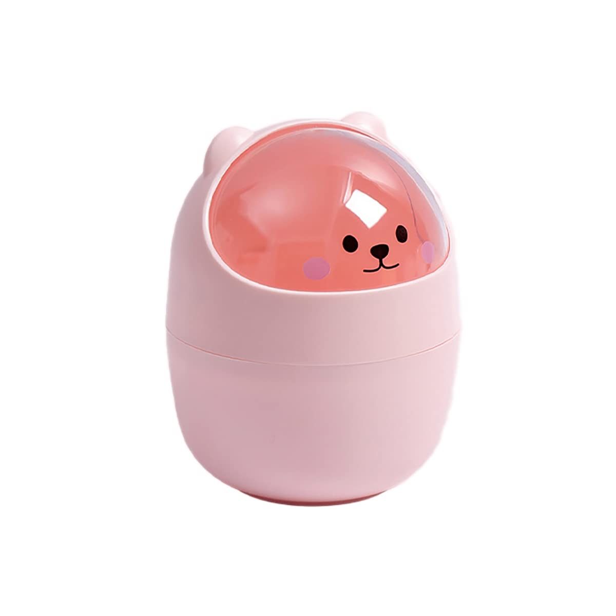 Verve Jelly Waste Bin Desktop Garbage Basket Mini Countertop Garbage Storage Bucket Cute Wastebasket 4L Bear Shape Bin Small Waste Bin for Desk Car Office Kitchen,Pink,11 * 15.5 cm — image 1