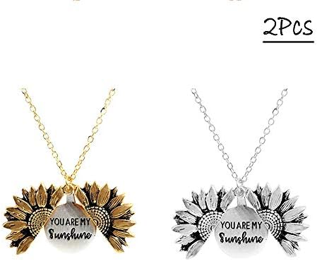 You Are My Sunshine Sunflower Necklace，Openable Sunflower Necklace, You Are My Sunshine，Yellow And White Two-In-One Sunflower Necklace