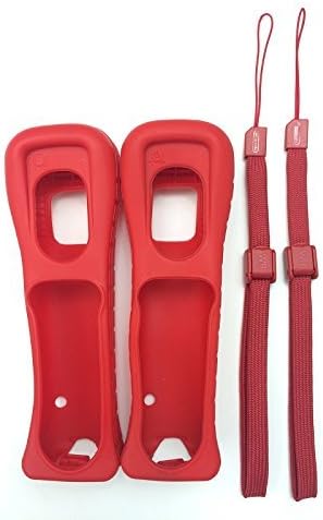 Gamilys 2X Red Silicone Skin Case Cover With Wrist Strap For Nintendo Wii Remote Controller