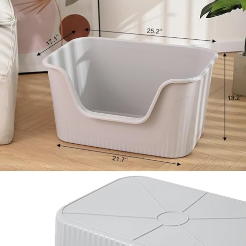 SLEEPHEAD®Extra Cat Large Litter Box with High Sides,Anti-Splashing Litter Box,Tool-Free Assembly,Multi Cat Litter Box,Jumbo Litter Box for Easier Cleaning & Superior Hygiene. （64 * 45 * 33cm）(Grey)