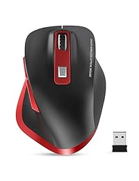 Wireless Mouse, TedGem 2.4G USB Mouse Computer Optical Mouse Full Size Ergonomic Mouse with USB Receiver 6 Buttons Laptop Mouse 5-Level DPI Adjustable Portable Mice for Laptop,PC,Windows,MacOs (Red)