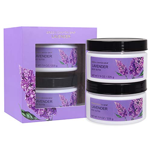 Green Canyon Spa Lavender Body Butter Pack of 2 x 7.9 oz Christmas Gift Set for Women & Men, Hydrating Nourishing Moisturizing Body Lotion for Dry & Sensitive Skin