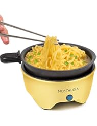 Nostalgia MSK5YW MyMini Personal Electric Skillet & Rapid Noodle Maker Perfect For Ramen, Pasta, Mac & Cheese, Stir Fry, Soups, Omelets, Hard-Boiled Eggs, Pancakes-Yellow