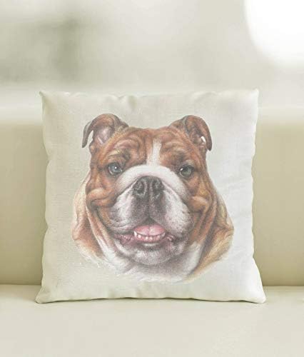 Yohoba Bulldog Scatter Cushion Furnishings Cotton Linen Home Decorative Throw Pillowcases Cushion Covers Sofa Couch Square 18" X 18"
