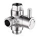 Stainless Steel Shower Arm Diverter Valve for Hand Held Showerhead and Fixed Spray Head,G 1/2 3-Way Bathroom Universal Shower System Replacement Part (Brushed)