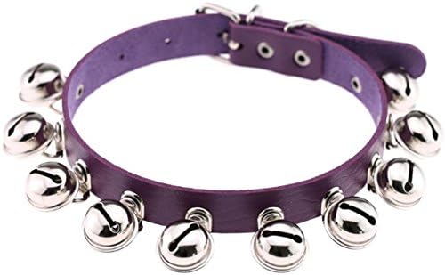 YUNEE Chain Choker Leather Collar Necklace Halloween Party Cool Neck Chain Choker (Purple)