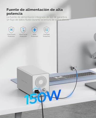 Daisy Chain - Caja de disco duro de 4 bahías USB 3.2 Gen 2 de aluminio, compatible con 22 TB y expansión máxima de hasta 264 TB para disco duro de 3.5 pulgadas, 9948C3