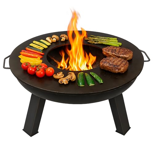 412QpIBv0iL Souk One Plancha Ø 60 Cm Feuerring Feuerplatte Grillring Für Feuerschale, Feuertonne - Grillplatte Aus Stahl 4Mm Dick (Lieferumfang 1X Plancha Ohne Feuerschale)