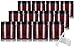 JUVITUS (12 pack) 8 oz Amber Plastic Refillable Jar with Black Smooth Lids