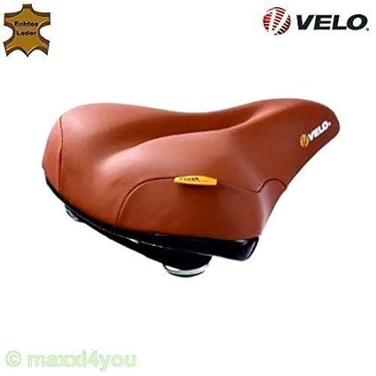 01050404 Velo Plush Fahrradsattel Sattel echtes Leder mit Elastomerfederung