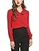 ACEVOG Elegant Shirt Womens Pussycat Bow Tie Neck Long Sleeve Chiffon Business Professional Shirts Red X-Large