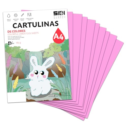 Carton A4 Rose 185 g Papier cartonne pour travaux manuels, Scrapbooking, imprimante jet dencre et laser – SIDI (rose, 125h)