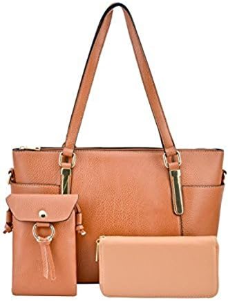 XB HANDBAG Women 3 IN 1 Handbag Casual Large Capacity Top Handle Satchel Crossbody Shoulder Bag for Women Girls (Camel)