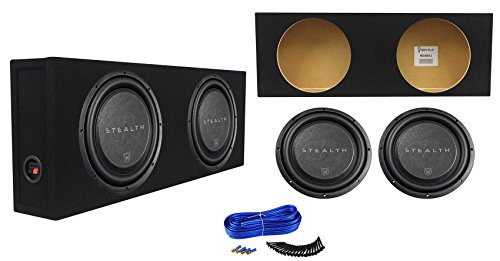 (2) Soundstream STEALTH-124 12" 1400 Watt Shallow Slim Subwoofers+Sealed Sub Box