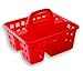 Divided 3-Compartment Plastic Tote Caddies Baskets, Red, Blue and Lime Green. 3-ct Set