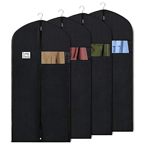 Syeeiex 60'' Dress Bags for Gowns, Set of 4 Dress Bag, Dress Garment Bag, Dustproof and Keep Closet Tidy, Perfect for Suit Evening Dresses Fur Coat Long Dress Gown(Black) - Thumbnail 7