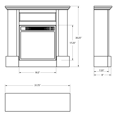 FIREBIRD 32" Freestanding Insert Brown Wooden Push Button Control Electric Fireplace Stove Heater w/ Log Bed