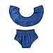 2017 Baby Girls Blue Off Shoulder Tube Top+ Shorts 2 Pcs Outfits Sets Baby Girl Clothes (6-12 Months, Blue)