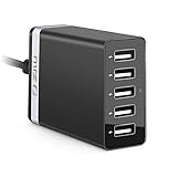 ZILU (40w 5-Port USB Charging Station) Multi-Port USB Charger Desktop Hub for iPhone 6s / 6 / 6 Plus, iPad Air 2 / mini 3, Galaxy S6 / Edge / Plus, Note 5 and More (Black)