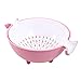CHICHIC 2-in-1 kitchen Strainer/Colander & Bowl Sets, Large Plastic Washing Bowl and Strainer, Detachable Colanders Strainers Set, Space-Saver, for Fruits Vegetable Cleaning Washing Mixing, Pink