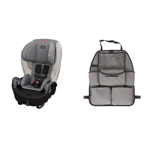 Evenflo Stratos Convertible Car Seat, Silver Ice with Deluxe Car Backseat Organizer, Grey Melange