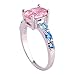 Emsione 925 Silver Plated Oval Created Pink Topaz Promise Eternity Women's Band Rings Color Pink Size 9