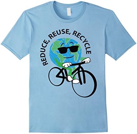 Mens Crew Neck T-shirt| Reduce, Reuse, Recycle Cool Earth Large Baby Blue