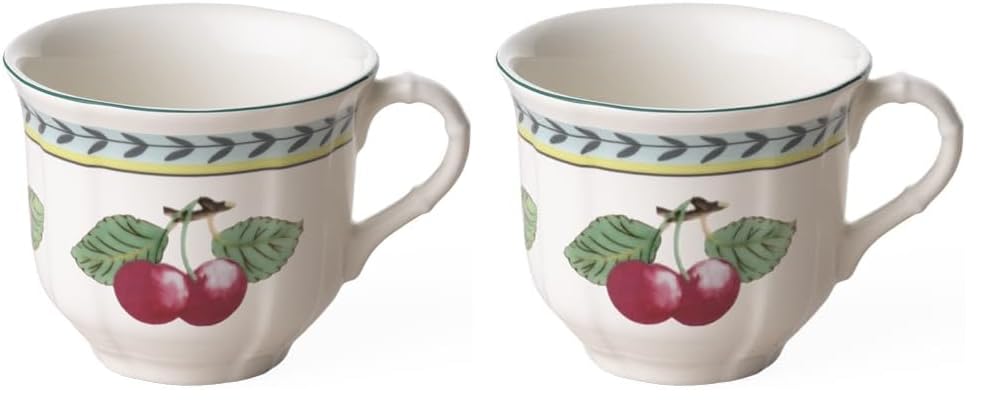 Villeroy & Boch French Garden Fleurence Coffee Cup, 200 ml, Height: 6.8 cm, Premium Porcelain, White/Multicoloured (Pack of 2)