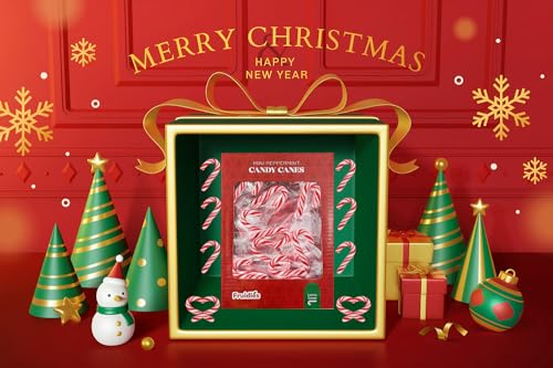 FRUIDLES CHRISTMAS CANDY CANES MINI’S SUCKERS, PEPPERMINT FLAVOR, INDIVIDUALLY WRAPPED, 2″ INCH, NET WT 4.42OZ (125G) (50-PACK)