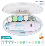 Baby Nail Trimmer File Electric - [2020 UPGRADED] Safe Nail Clippers with 12 Units GIFT for Newborn Toddler Kids Toes and Fingernails by ELOSH, Care, Polish and Trim, AA Battery Operated (Not Include)