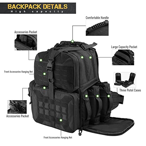 VOTAGOO Tactical Range Backpack, Range Activity Bag for Handgun and