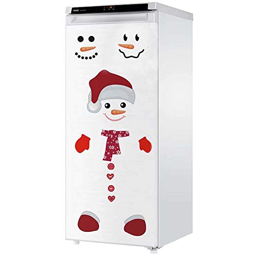 TOARTi Antlers Snowman Wall Decal, Christmas Sticker for Fridge Window Cling Decal, Vinyl Santa Claus Wall Decal,Lovely Snowman Face Art Wall Decor, Home Decorations