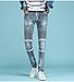 YTD Mens Distressed Ripped Biker Slim Jeans Stretched Moto Denim Pants Grey
