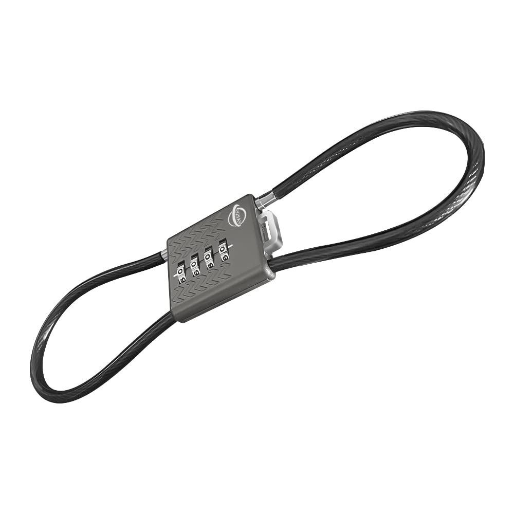 SISAV Safety Lock 4 Digit Cable Combination Locks 19.6 inches for School Gym Locker,Helmet,Filing Cabinets,Toolbox,Luggage Suitcase,Knapsack,Gun Black 1Pack